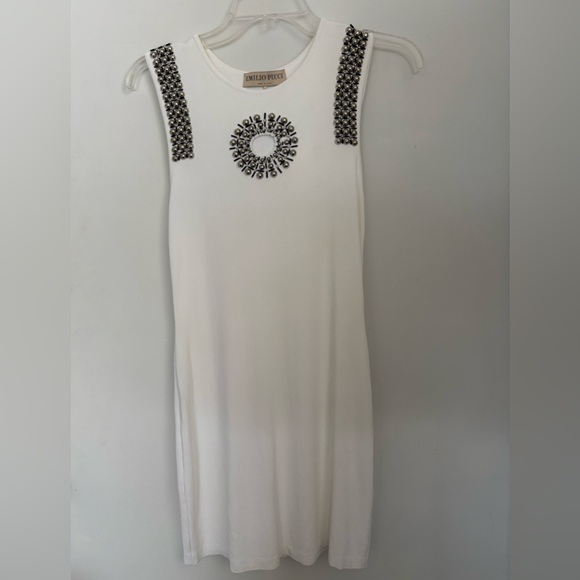 Emilio Pucci Dresses & Skirts - Emilio Pucci White Dress with Black and silver Embellishments
